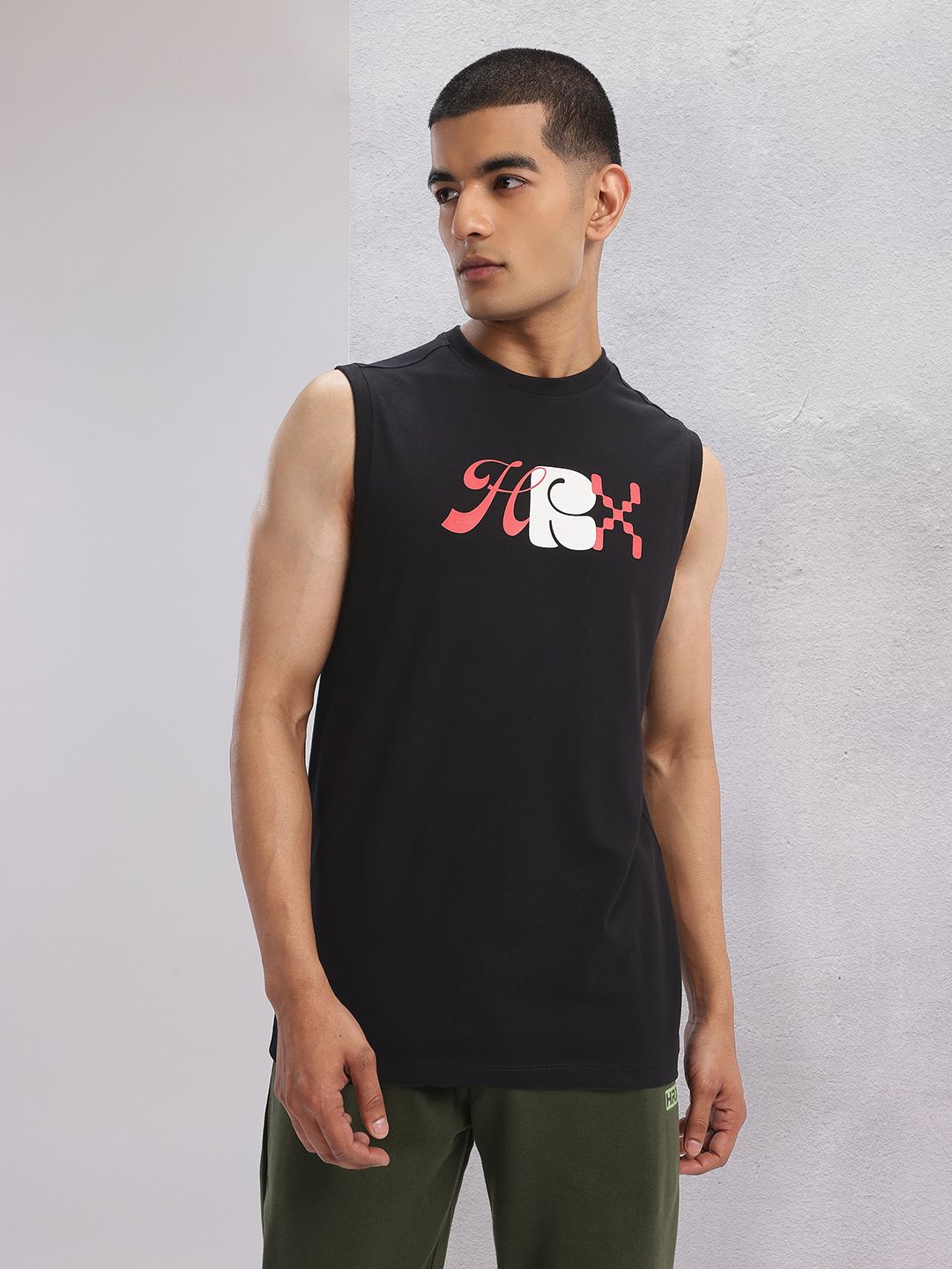 HRX by Hrithik Roshan Typography Printed Sleeveless Lifestyle T-shirt