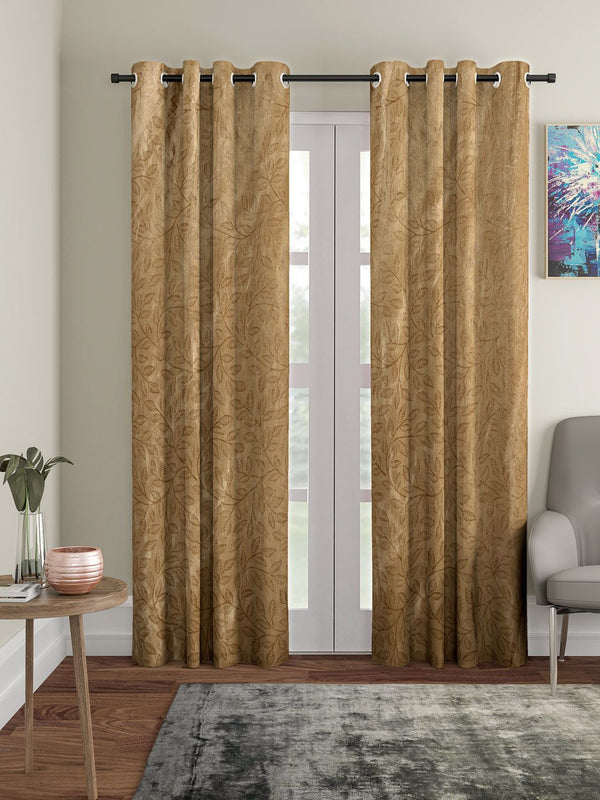 Cortina Bronze-Coloured Set of 2 Embossed Leaf Print Door Curtains