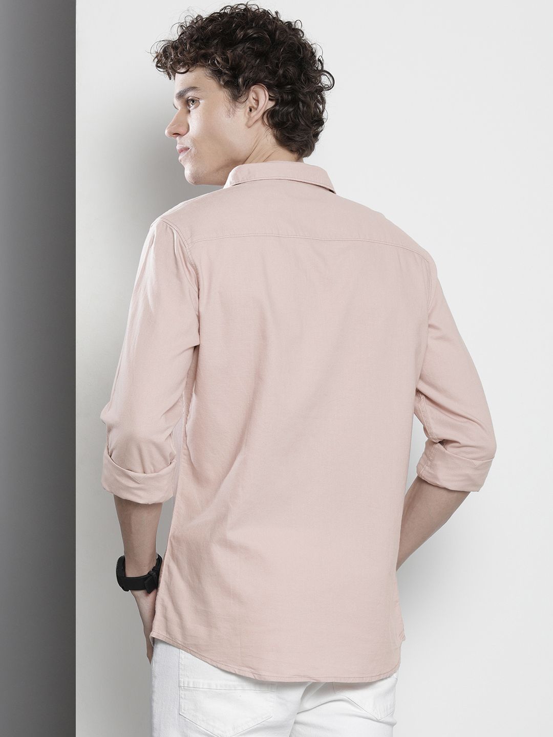 The Indian Garage Co Men Dusty Pink Printed Casual Cotton Shirt