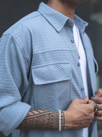 Powerlook India Slim Self Designed Spread Collar Casual Oversized Shirt