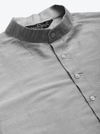 SOJANYA Kurta Solid Lelaki Kelabu & Hijau dengan Jaket Churidar & Bercetak
