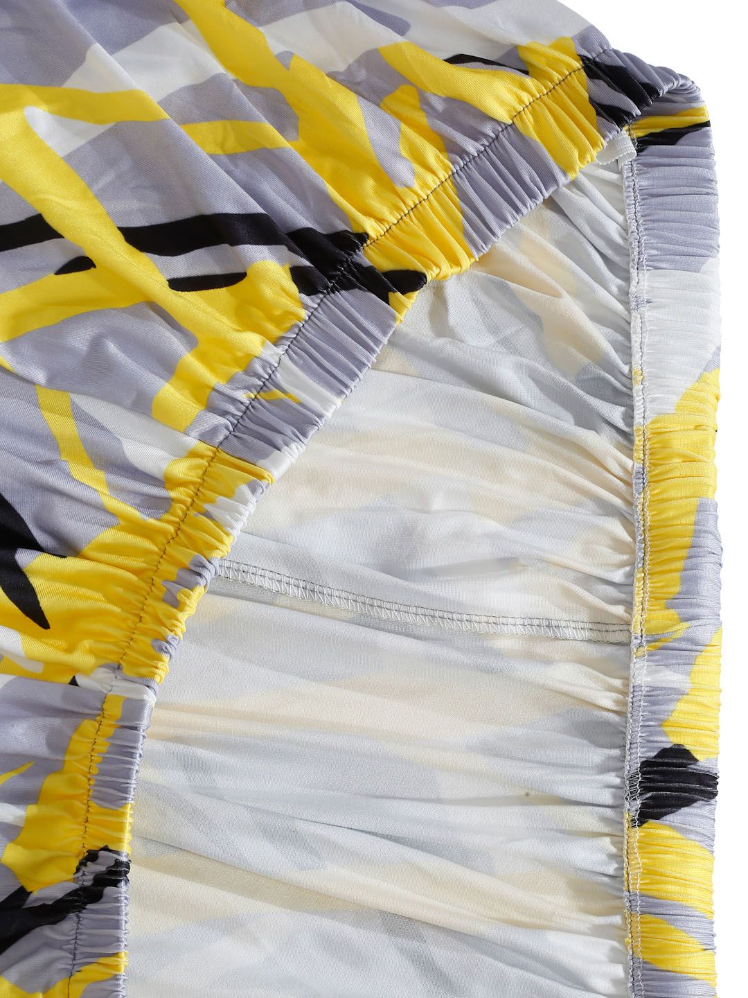 Cortina Grey &amp; Yellow Abstract Printed Sarung Sofa 1 Tempat Duduk