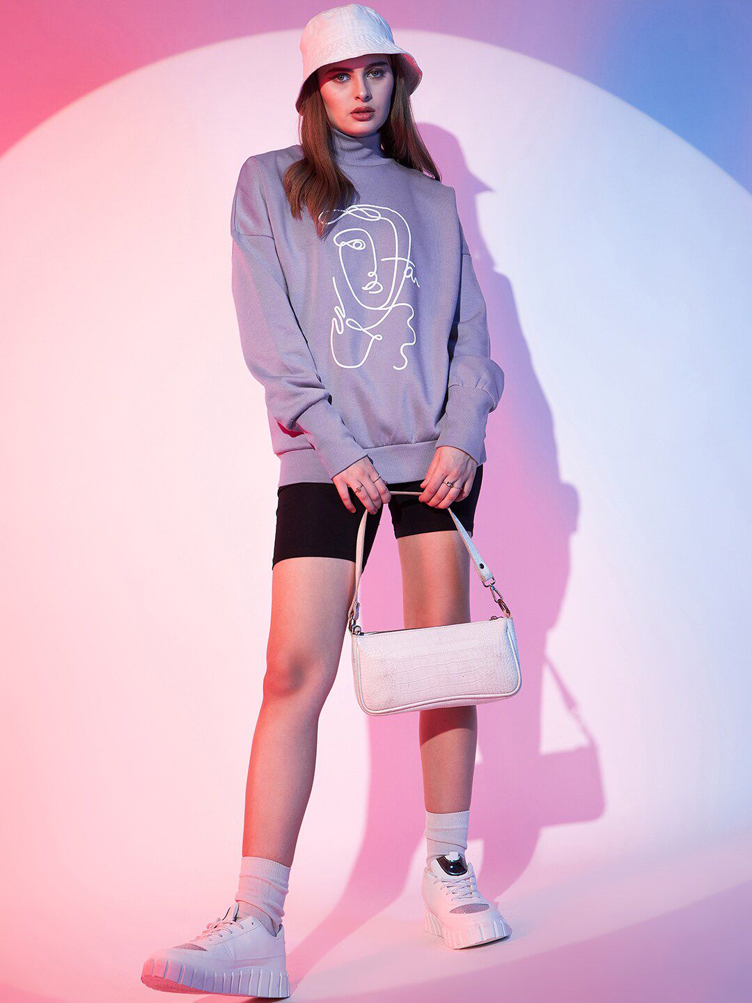 STREET 9 Graphic Printed Fleece Pullover Sweatshirt
