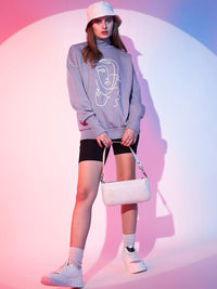 STREET 9 Graphic Printed Fleece Pullover Sweatshirt