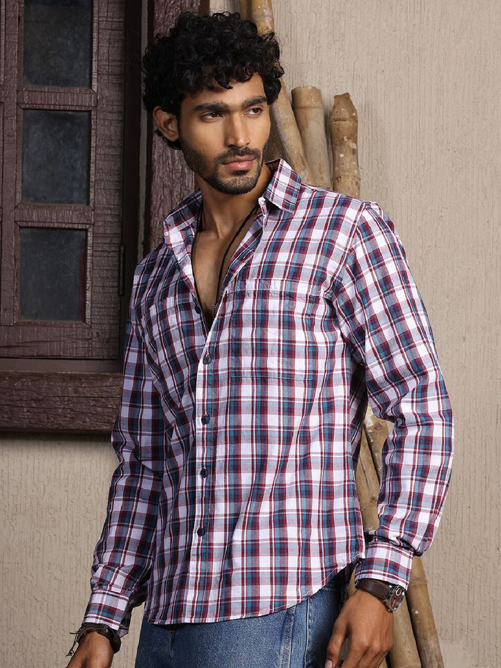 Thomas Scott Premium Tartan Checks Opaque Cotton Casual Shirt