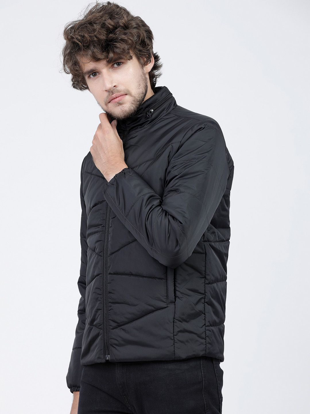 HIGHLANDER Men Black Hooded Padded Jacket