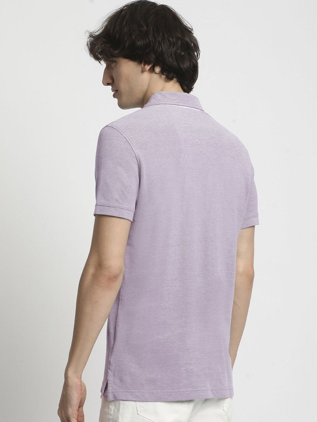 THE BEAR HOUSE Men Solid Polo Collar Regular Fit Pure Cotton T-shirt