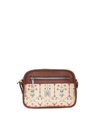 ZOUK White Ethnic Motifs Printed Structured Sling Bag