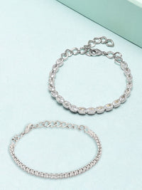 Pek Wanita Zaveri Pearls dengan 2 Gelang Salut Tembaga Bersalut Perak Zirkonia Kubik