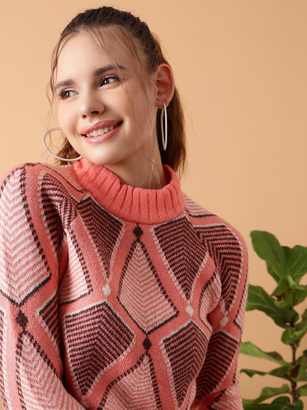 STREET 9 Cable Knit Acrylic Crop Pullover