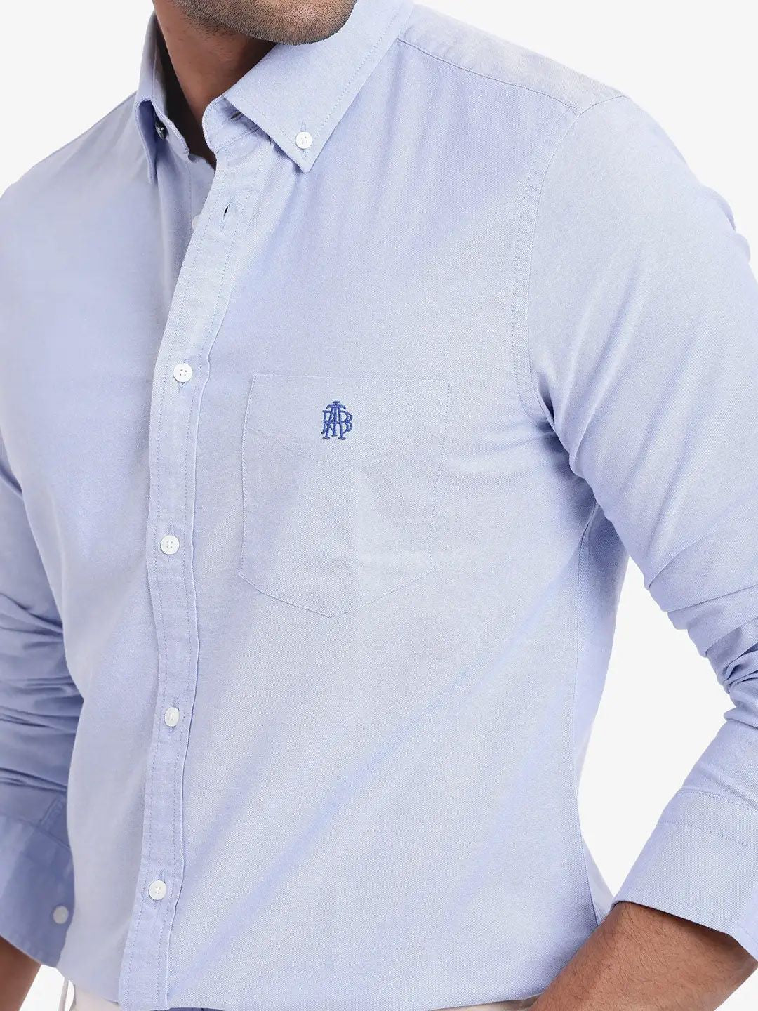 RARE RABBIT Men Comfort Spread Collar Solid Cotton Formal Shirt