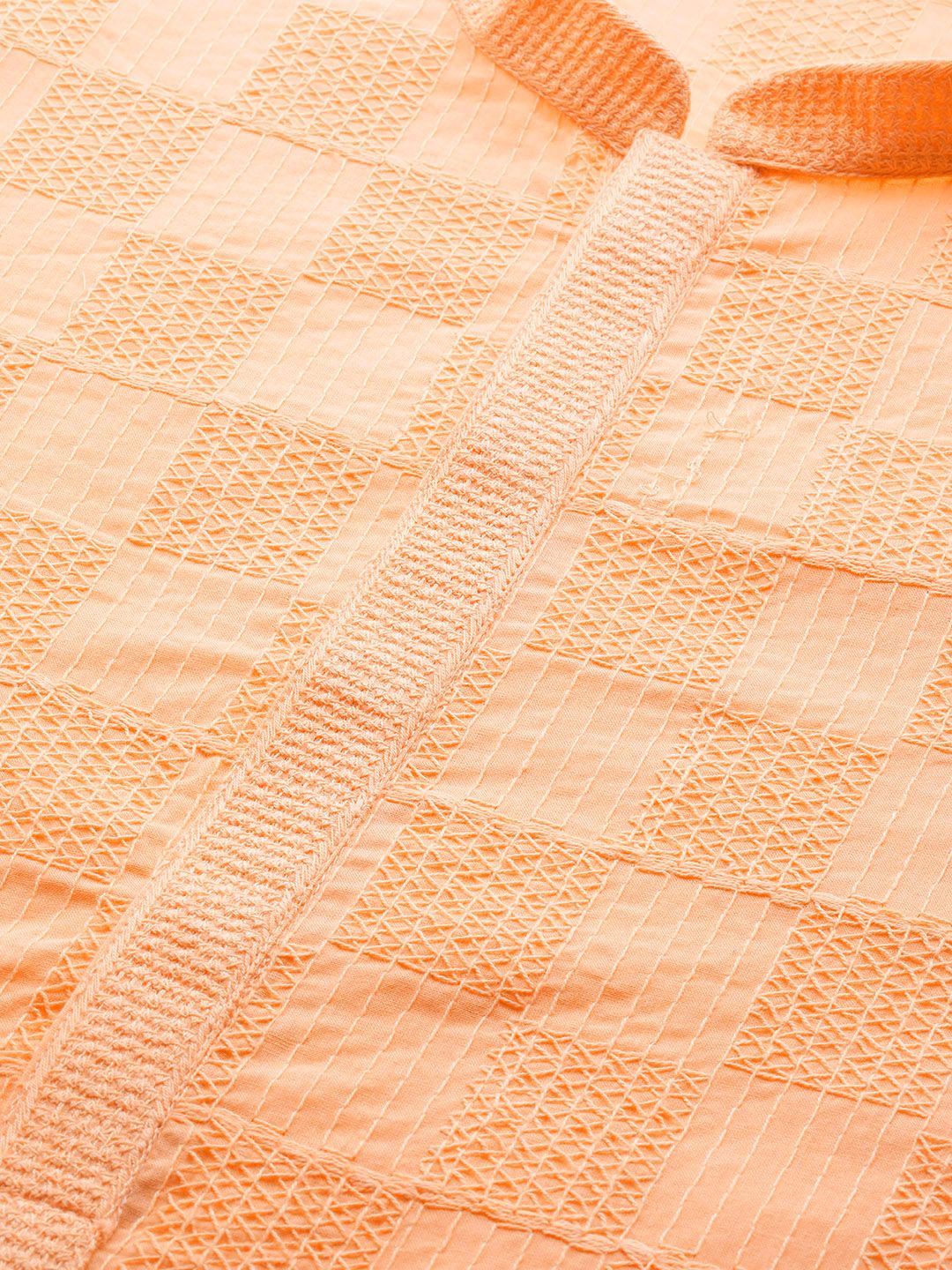 See Designs Men Peach-Coloured Ethnic Motifs Chikankari Embroidered Straight Kurta