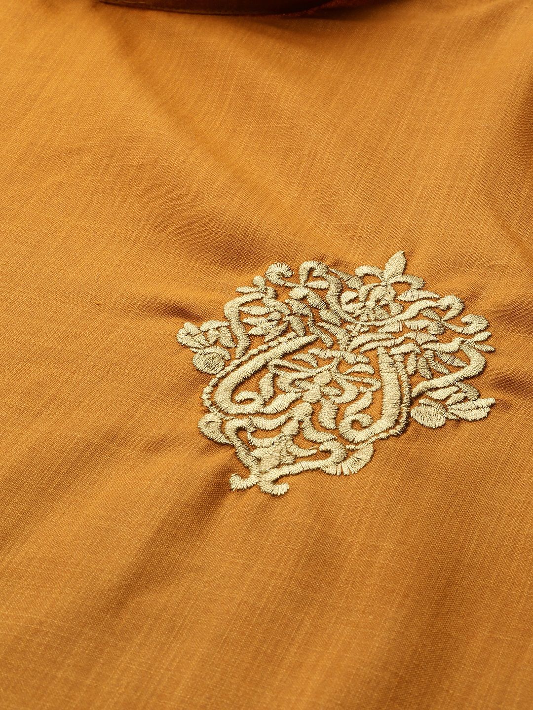 SOJANYA Men Mustard Yellow Solid Pure Cotton Kurta