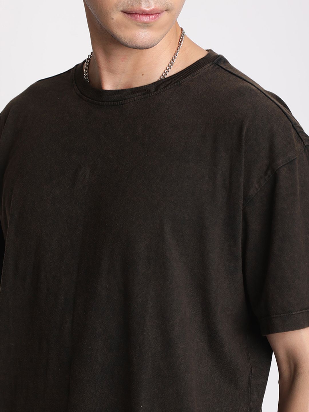 Men Acid Wash Round Neck Cotton T-shirt