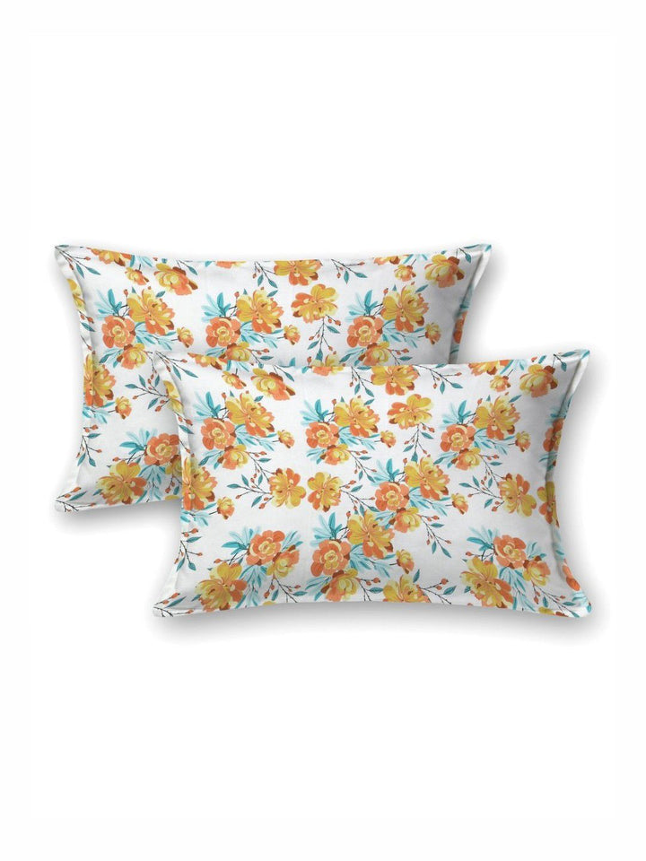 BOMBAY DYEING Florentine Brown Floral Pure Cotton 144TC Queen Bedsheet Set 2.28 m X 2.54 m