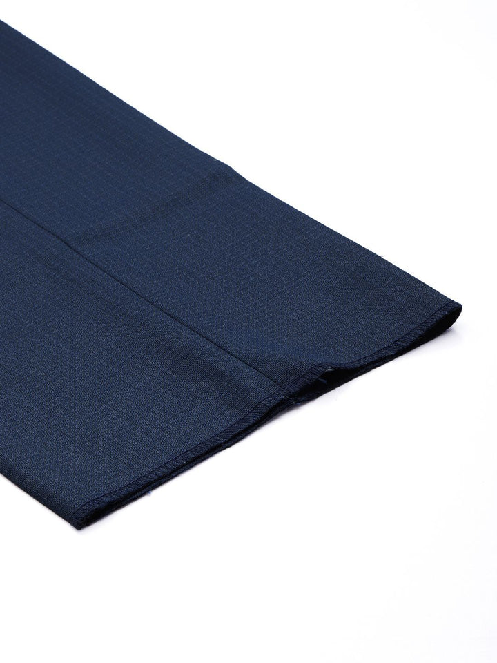 Raymond Men Textured Micro Checked Flat-Front Slim Fit Formal Trousers