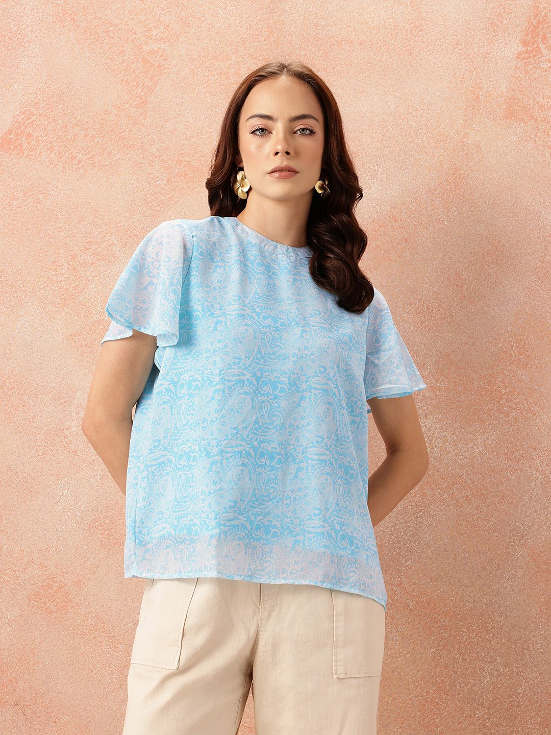 all about you Paisley Printed Flared Sleeve Top