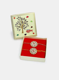 NVR Set of 2 Kundan-Studded Bhaiya Bhabhi Rakhi Set With Roli Chawal
