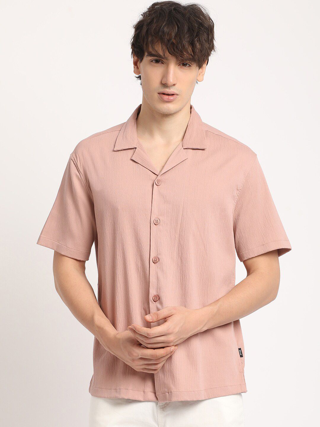 THE BEAR HOUSE Men Self Designed Regular Fit Casual Shirt