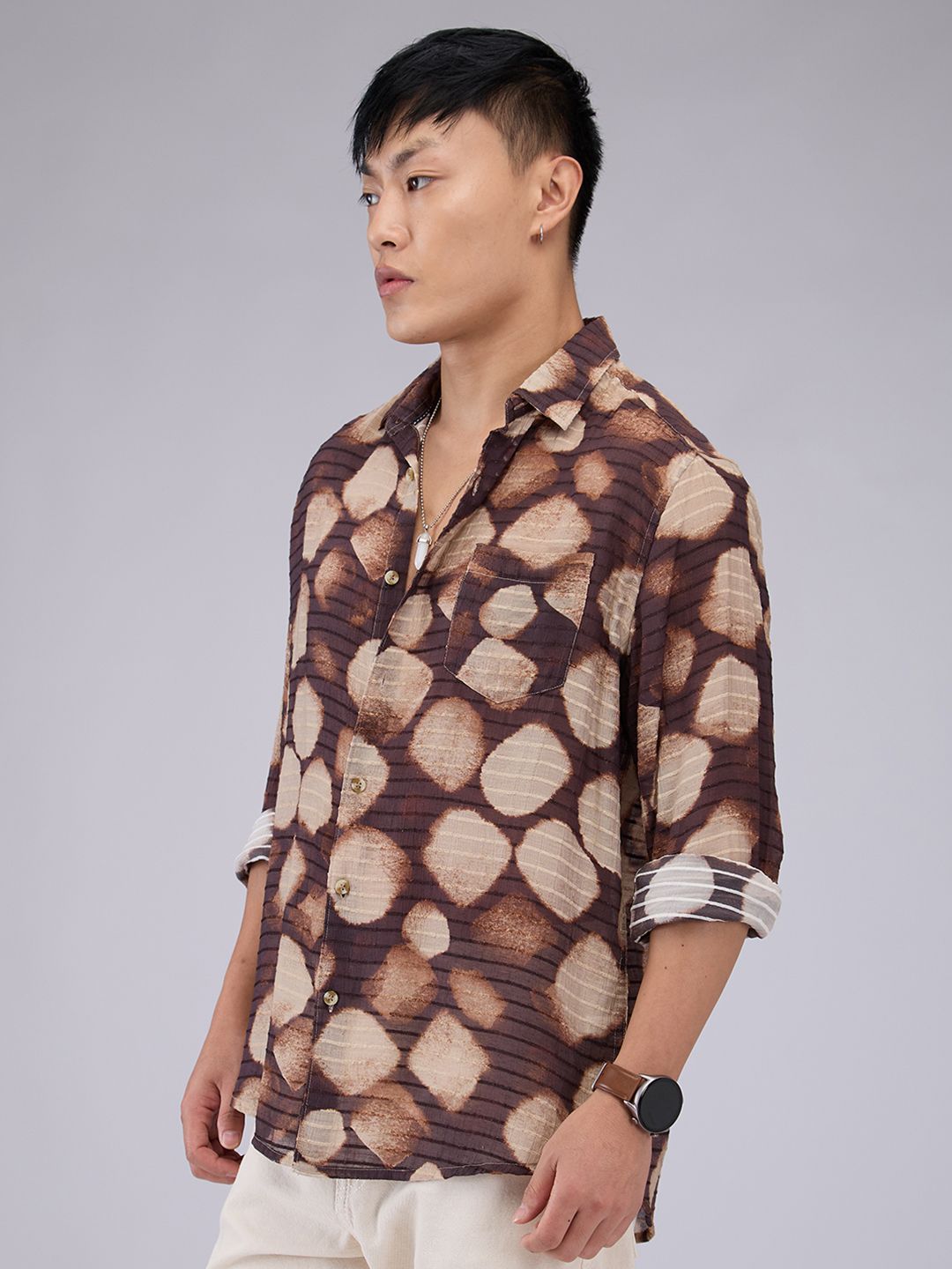 VASTRADO Men Classic Slim Fit Opaque Printed Casual Shirt