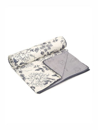 Cortina White & Grey Floral Microfiber AC Room Reversible Single Bed Dohar