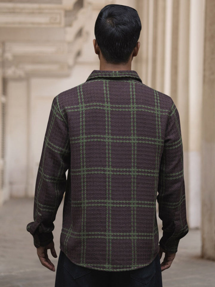 Powerlook Men Spread Collar Tartan Checked Cotton Casual Shirt