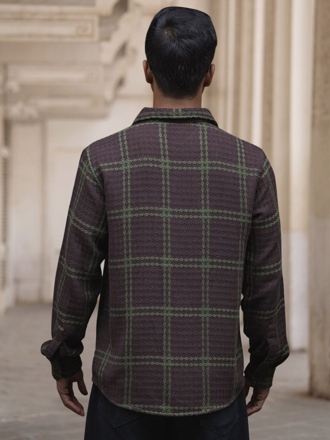 Powerlook Men Spread Collar Tartan Checked Cotton Casual Shirt