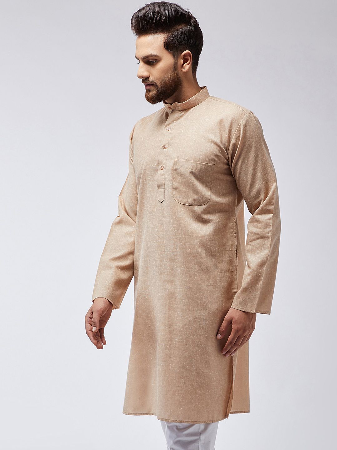 SOJANYA Lelaki Brown Solid Kurta Lurus