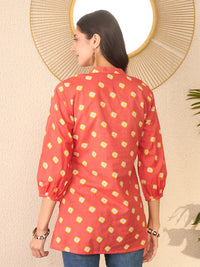 KALINI Tie and Dye Print Mandarin Collar Top