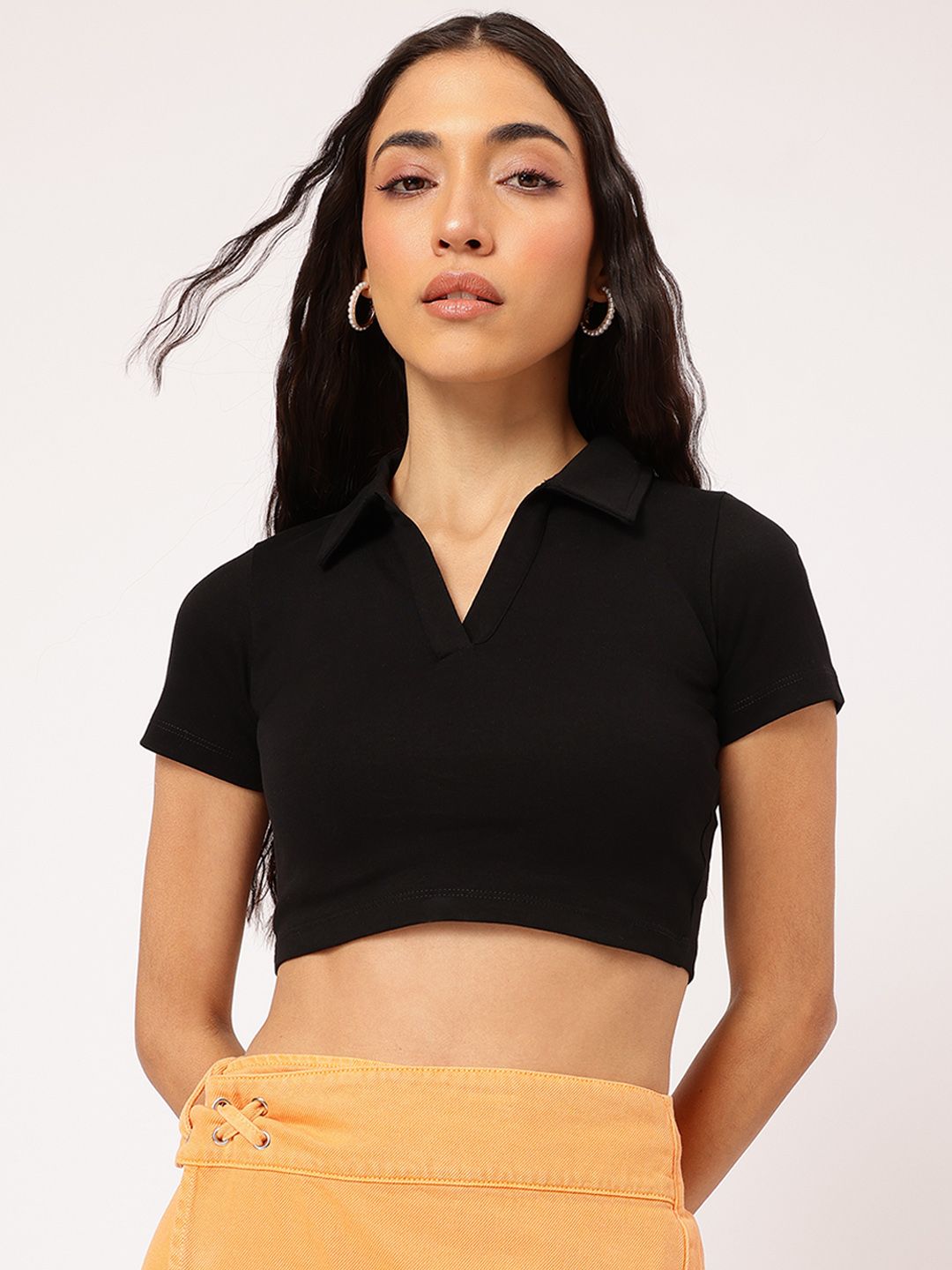 DressBerry Polo Neck Boxy Crop Top