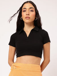 DressBerry Polo Neck Boxy Crop Top