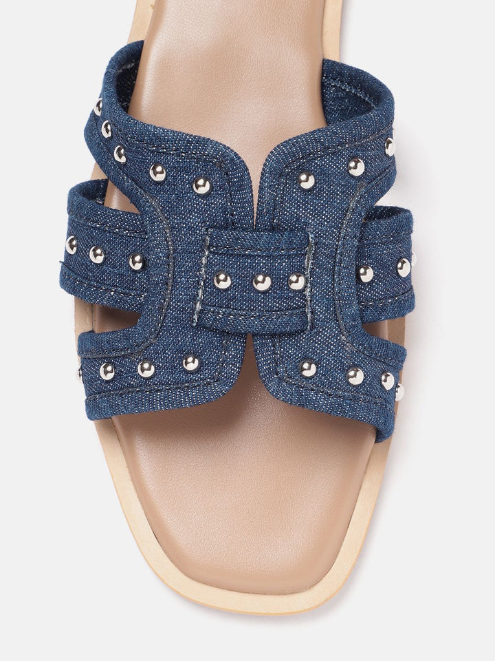 Lino Perros Women Metallic Detail Open Toe Flats