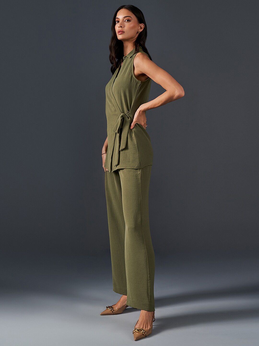 AND V-Neck Sleeveless Top With Palazzo