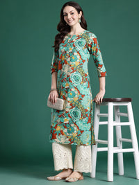 Indo Era Floral Printed Pure Cotton Kurta