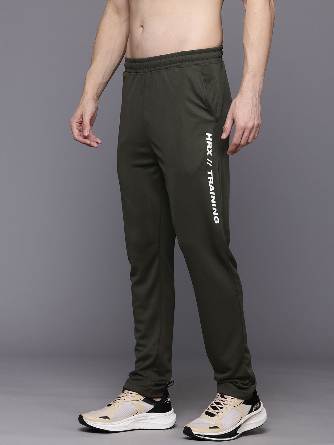 HRX by Hrithik Roshan Men Brand Logo Printed Detail MidRise Rapid-Dry Training Track Pants