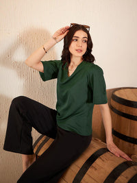DENNISON V-Neck Puff Sleeves Top
