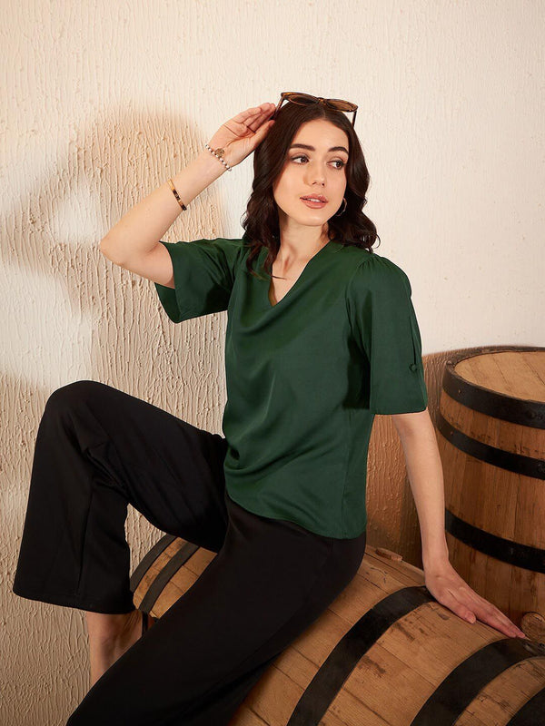 DENNISON V-Neck Puff Sleeves Top