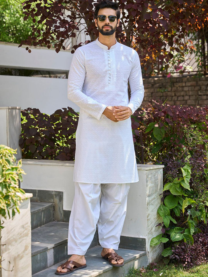 See Designs Ethnic Motifs Embroidered Chikankari Pure Cotton Kurta With Salwar