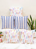 STITCHNEST Set of 5 Blue & White 12"x 12" Floral Square Cushion Covers