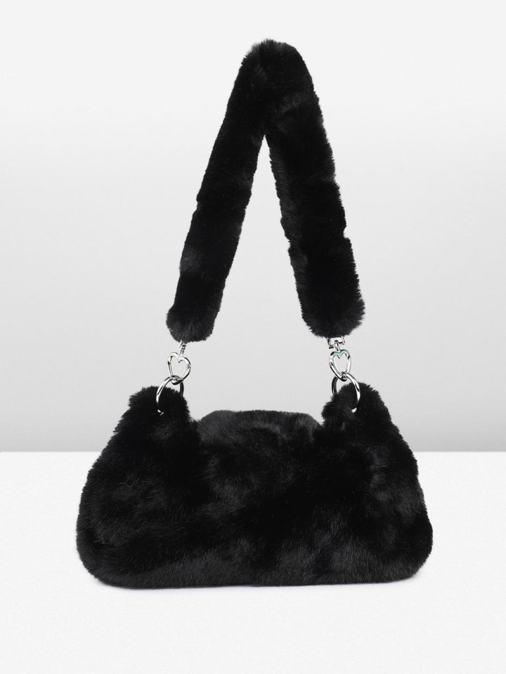 DressBerry Structured Shoulder Bag With Fur
