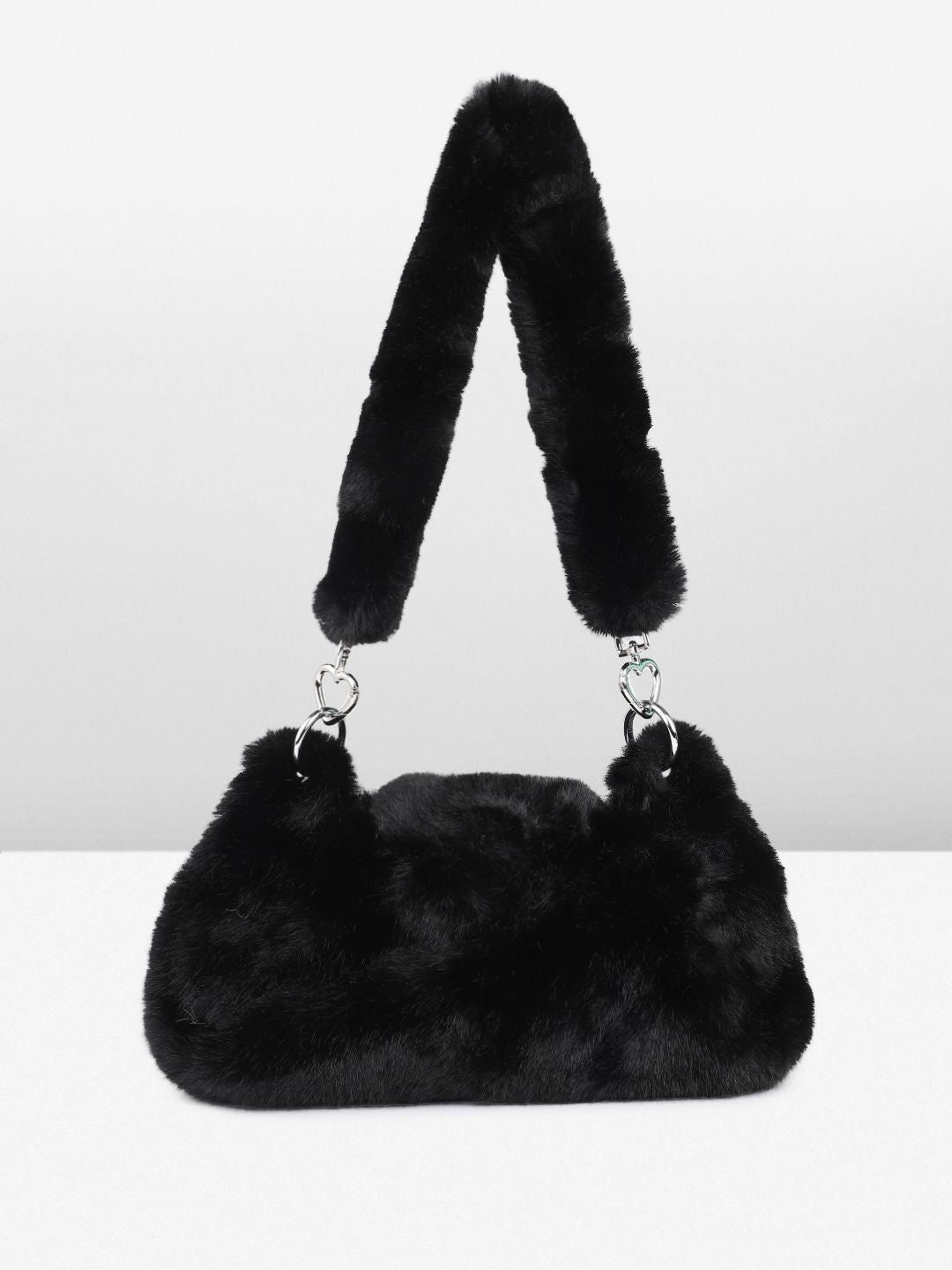 DressBerry Structured Shoulder Bag With Fur