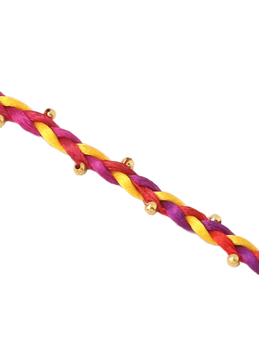 NVR Unisex Multicolor Artificial Beads Thread Rakhi with Roli Chawal Chandan Mishri
