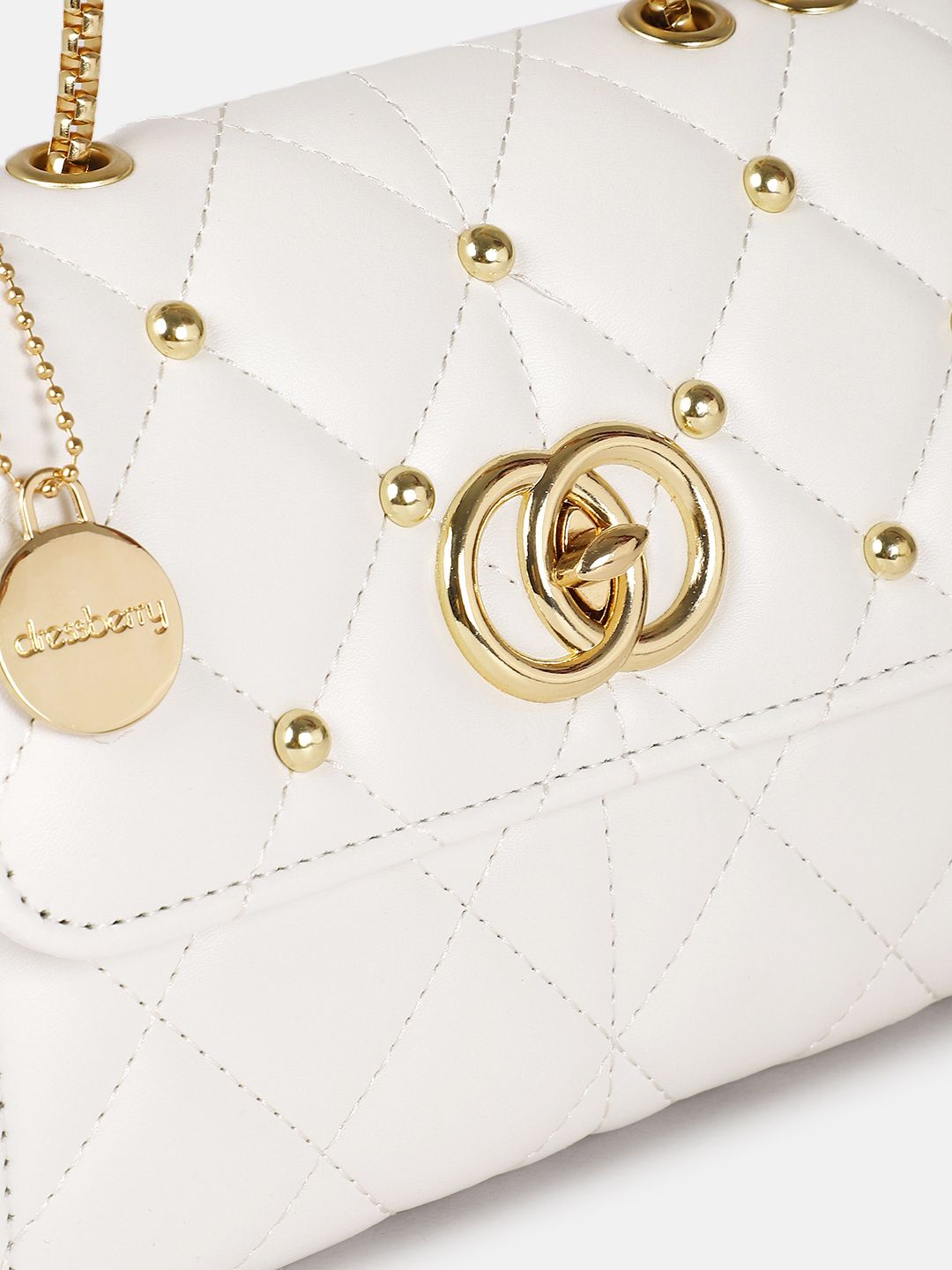 DressBerry Textured Structured Shoulder Bag with Quilted