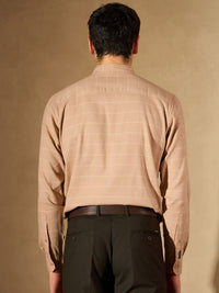 DENNISON Windowpane Checked Button-Down Collar Cotton Smart Formal Shirt