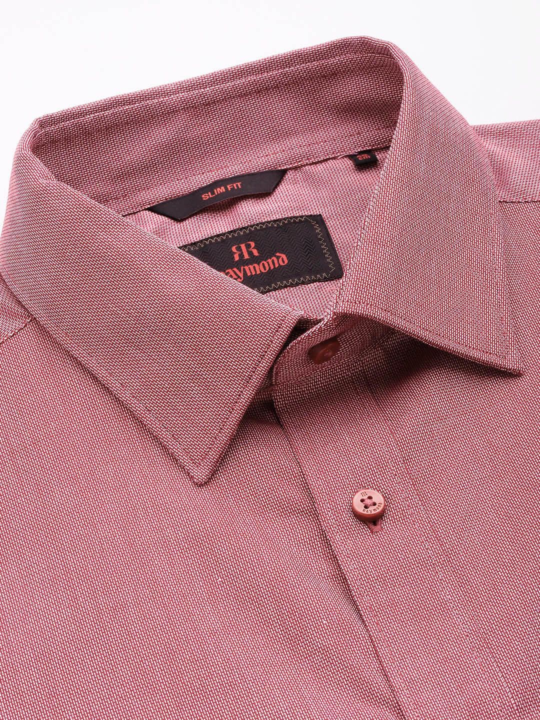Raymond Pure Cotton Self Design Slim Fit Textured Formal Shirt