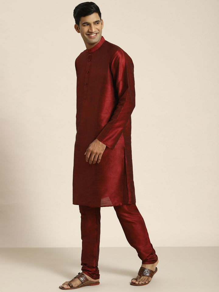 SOJANYA Kurta Rekaan Tenunan Lelaki dengan Churidar dengan Jaket Nehru