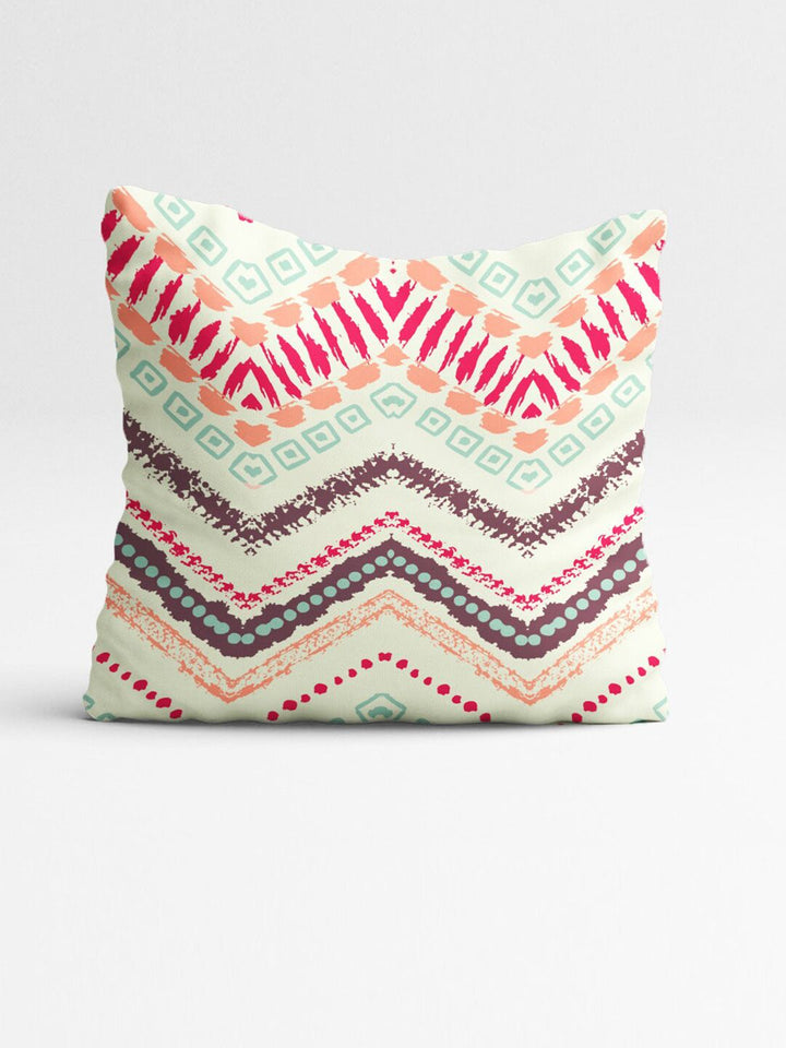 STITCHNEST Teal & Yellow Set of 5 Geometric Square Cushion Covers