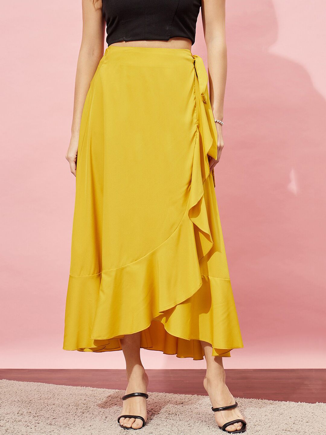 Berrylush Wrap Knot Flared Maxi Skirt