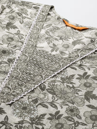 Indo Era Women Floral Printed Pure Cotton Kurta with Trousers & With Dupatta