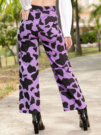 STREET 9 Women Lavender Printed Relaxed Straight Leg Straight Fit High-Rise Trousers